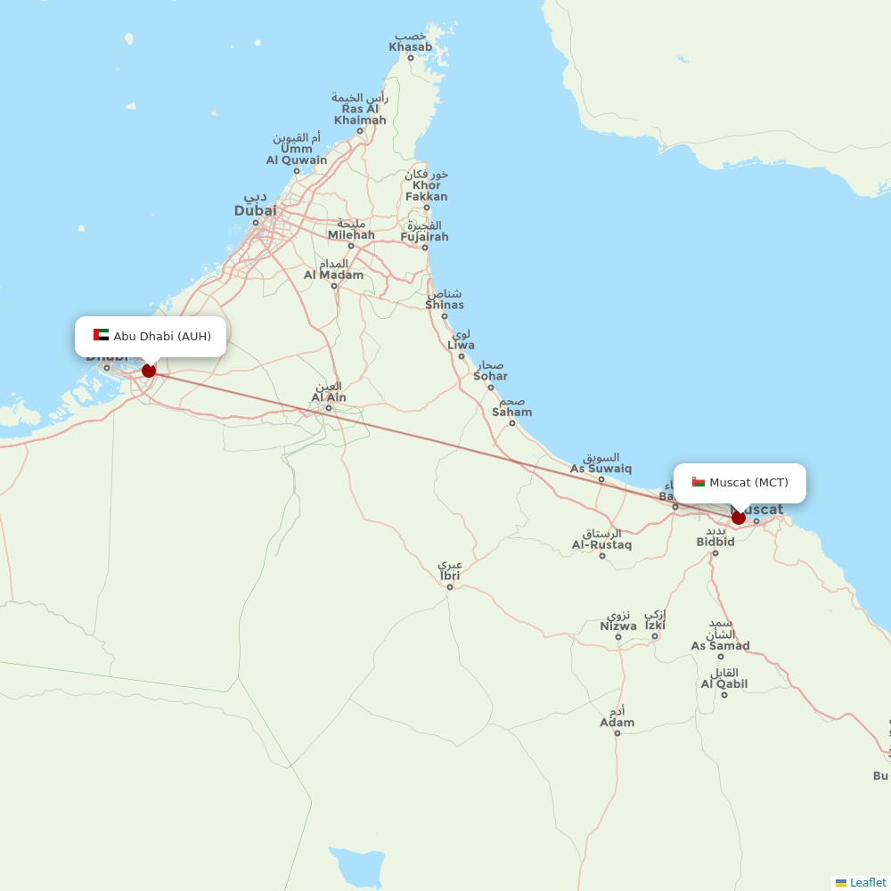 Air Arabia Abu Dhabi at MCT route map