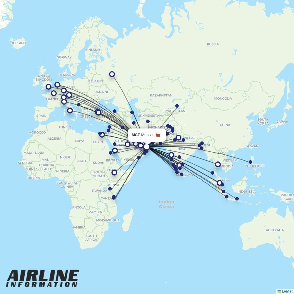 AIS Airlines routes from MCT