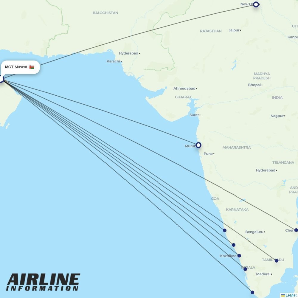 Air India Express routes from MCT