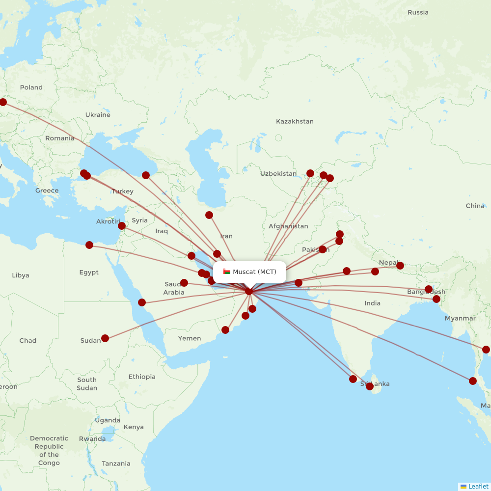 Salam Air at MCT route map