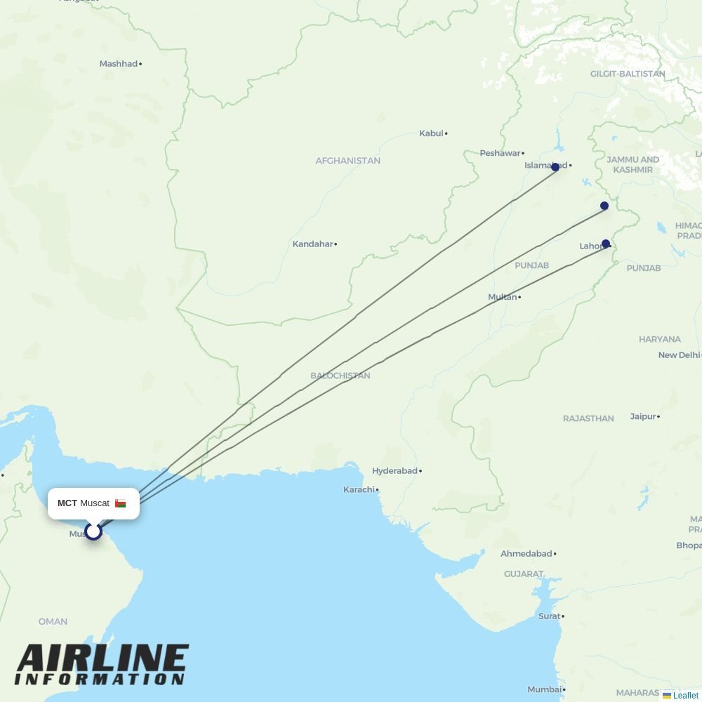 AirSial routes from MCT