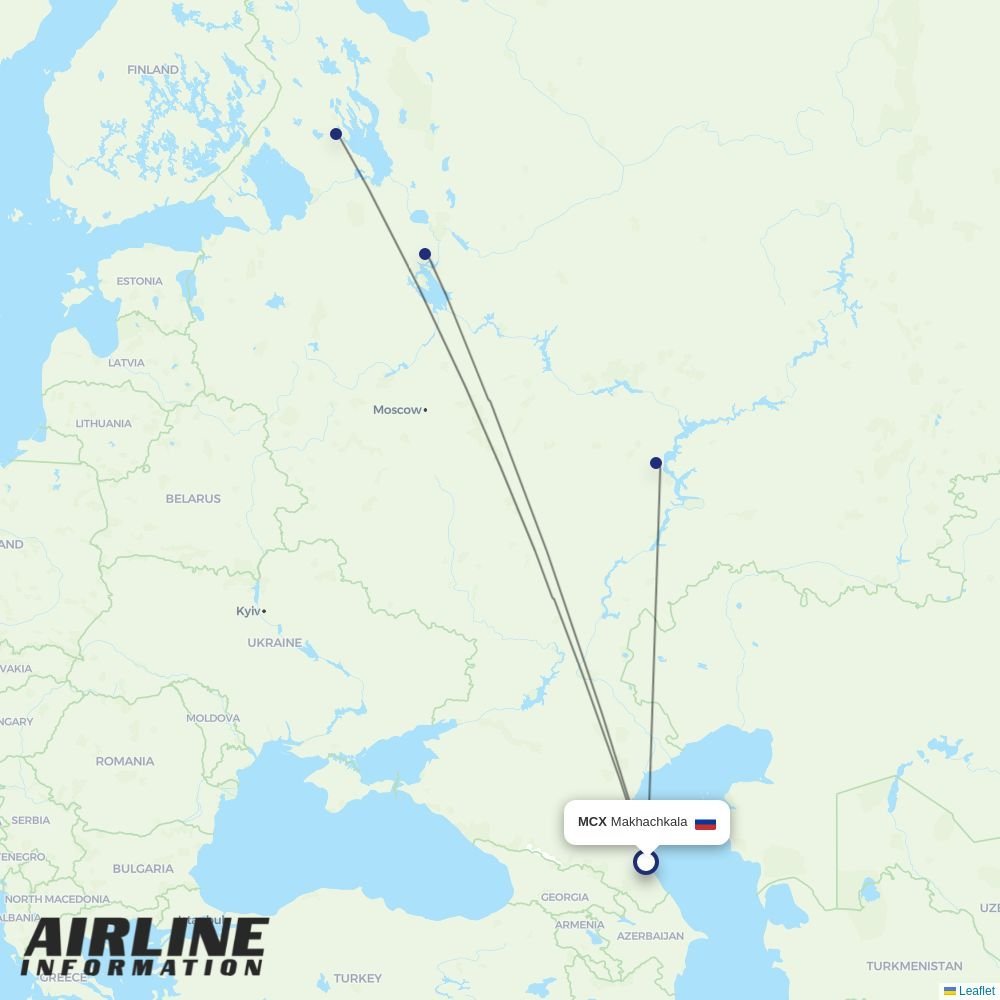 Severstal Avia routes from MCX