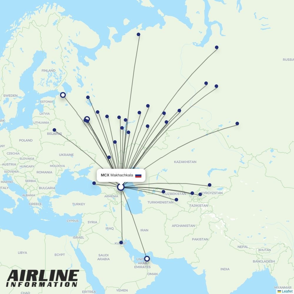 Aeroflot routes from MCX