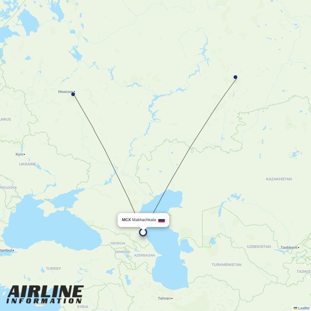 Ural Airlines routes from MCX