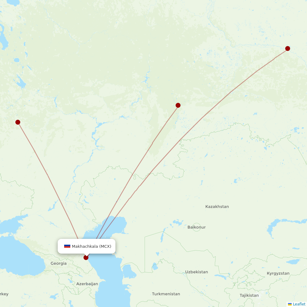 Ural Airlines at MCX route map