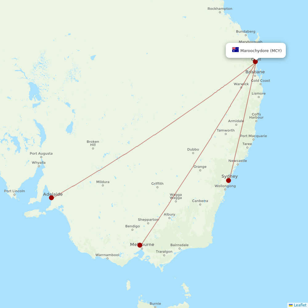 Jetstar at MCY route map