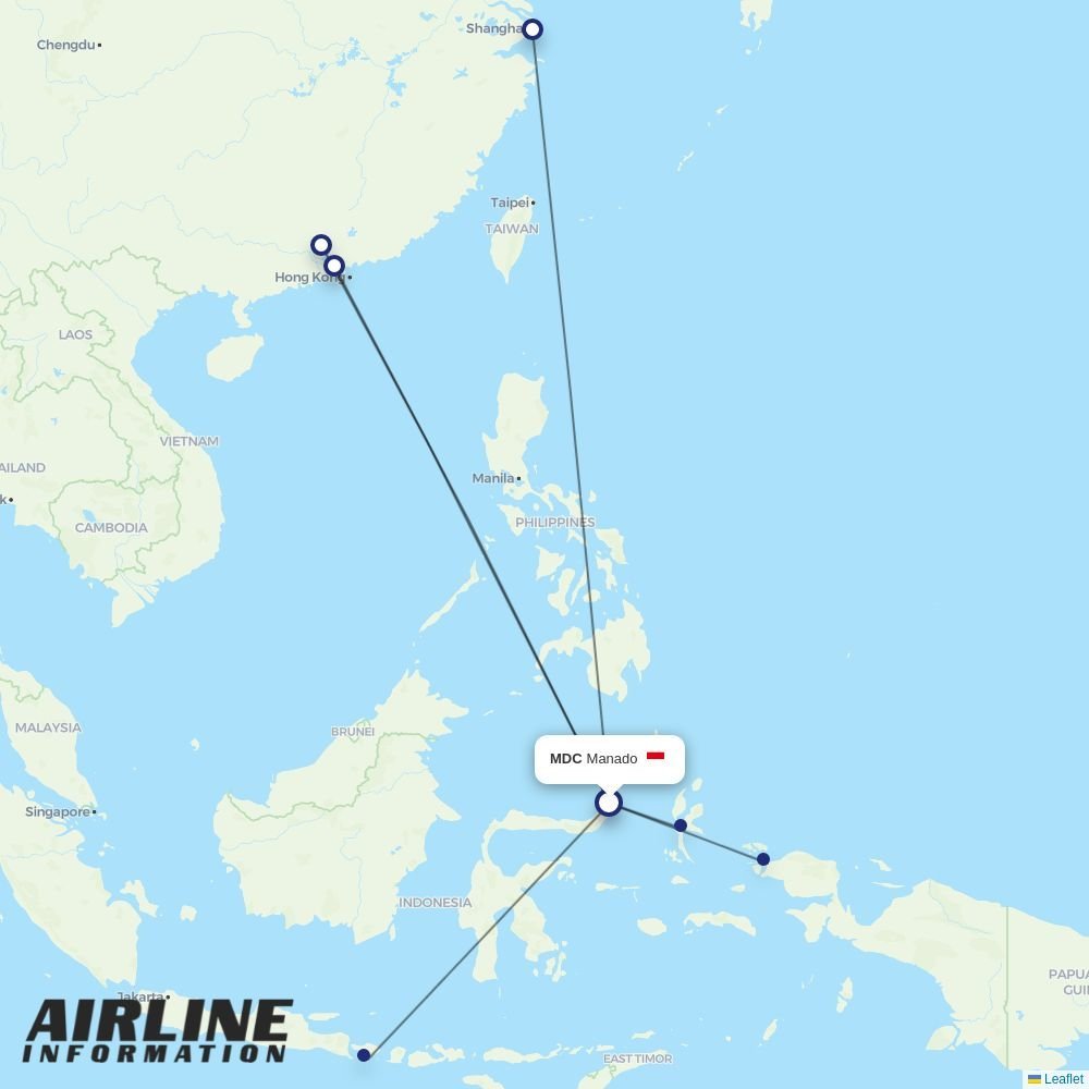 TransNusa routes from MDC