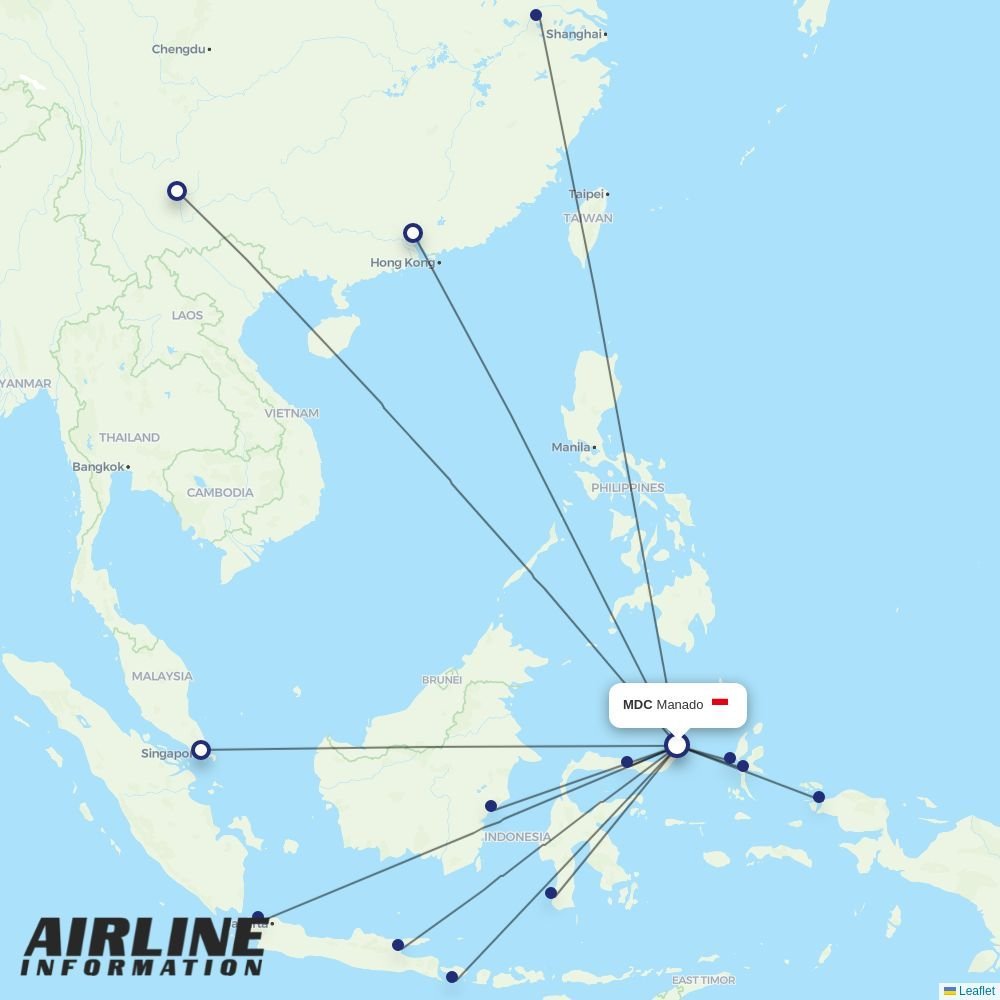 Lion Air routes from MDC