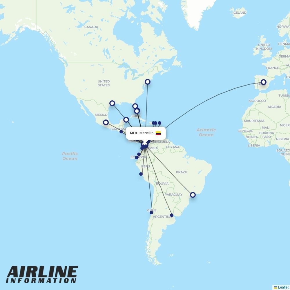 Arajet routes from MDE