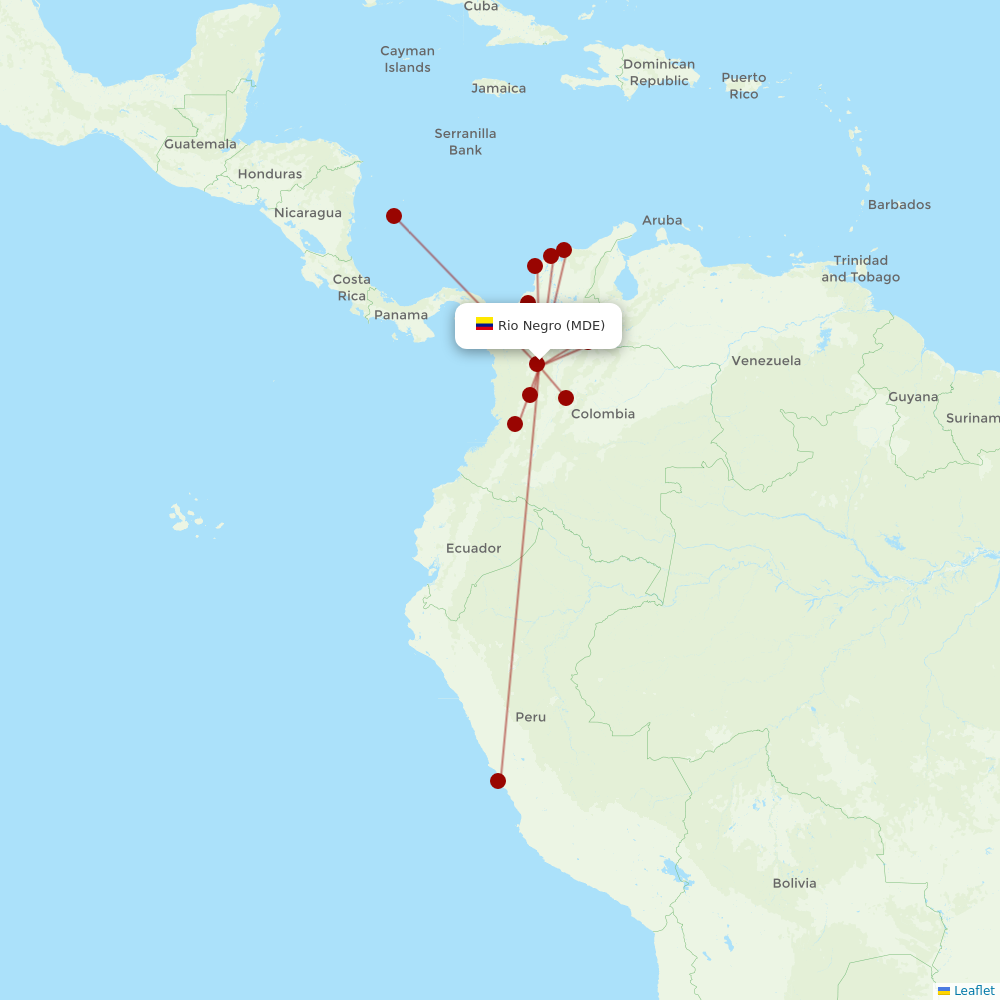 LATAM Airlines at MDE route map