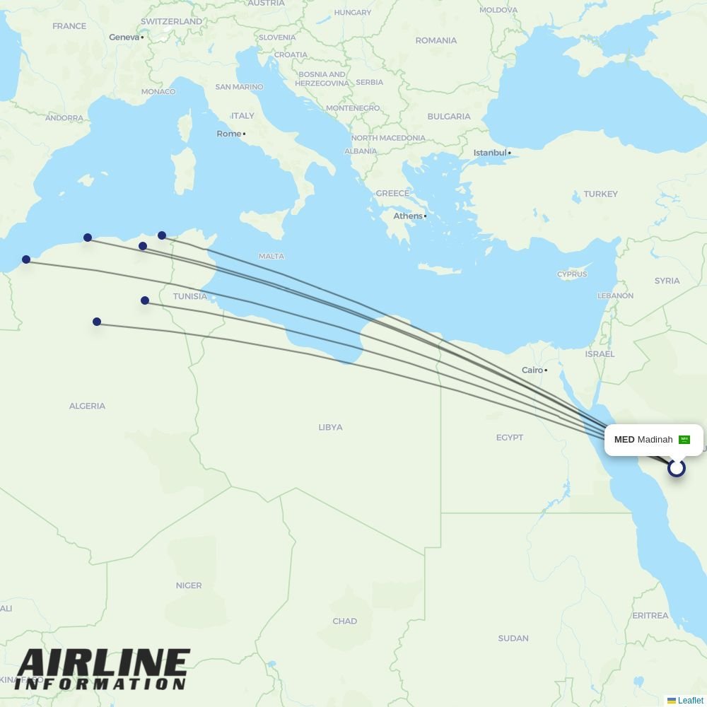 Air Algerie routes from MED