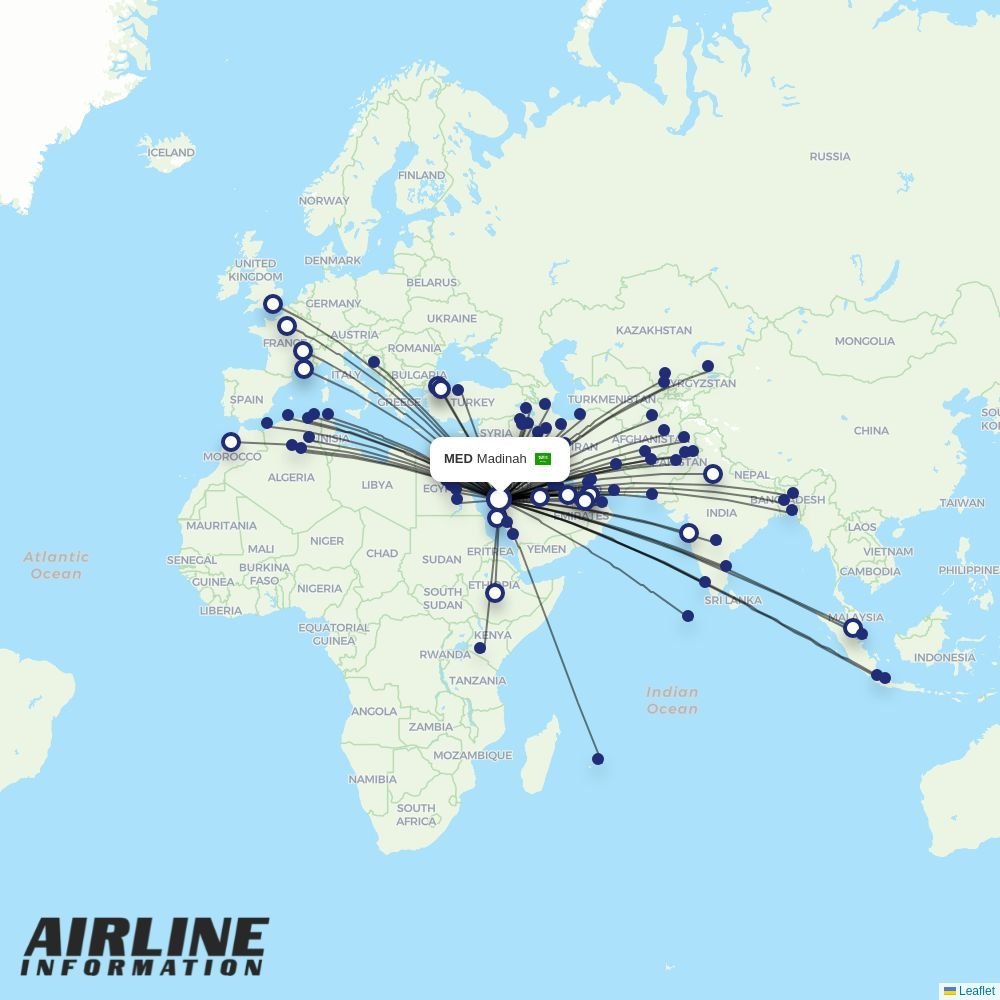 Biman routes from MED