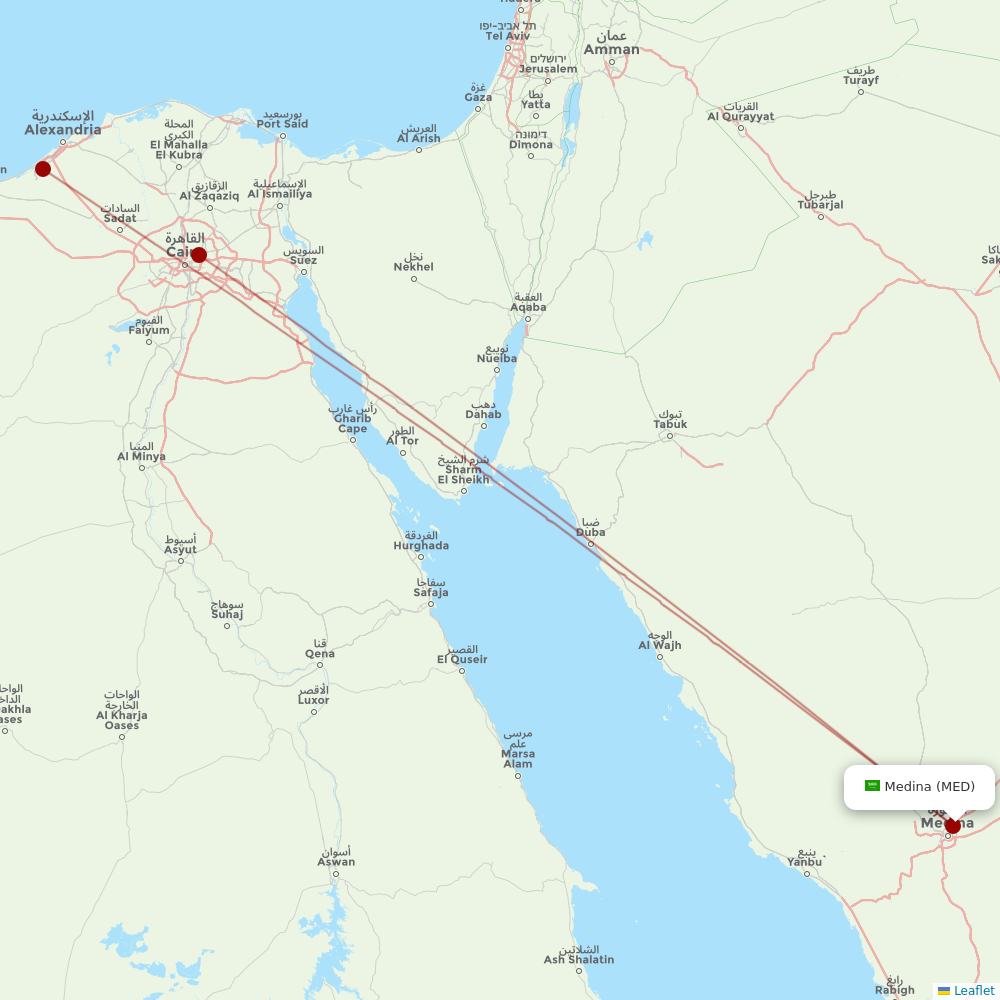 EgyptAir at MED route map