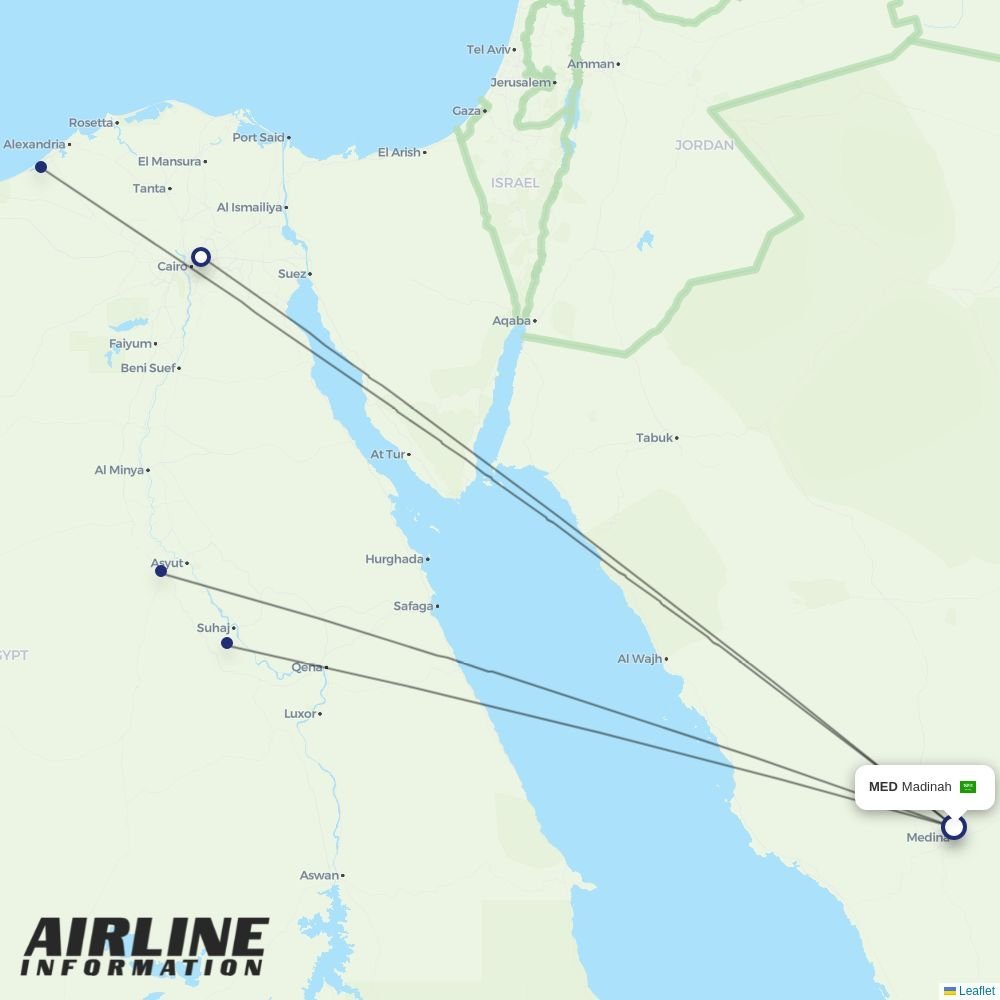 Air Cairo routes from MED
