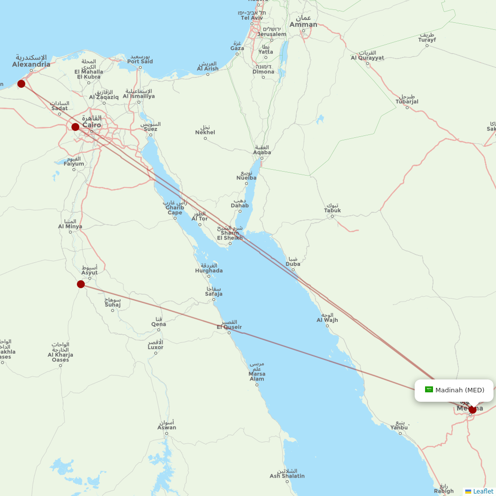 Air Cairo at MED route map