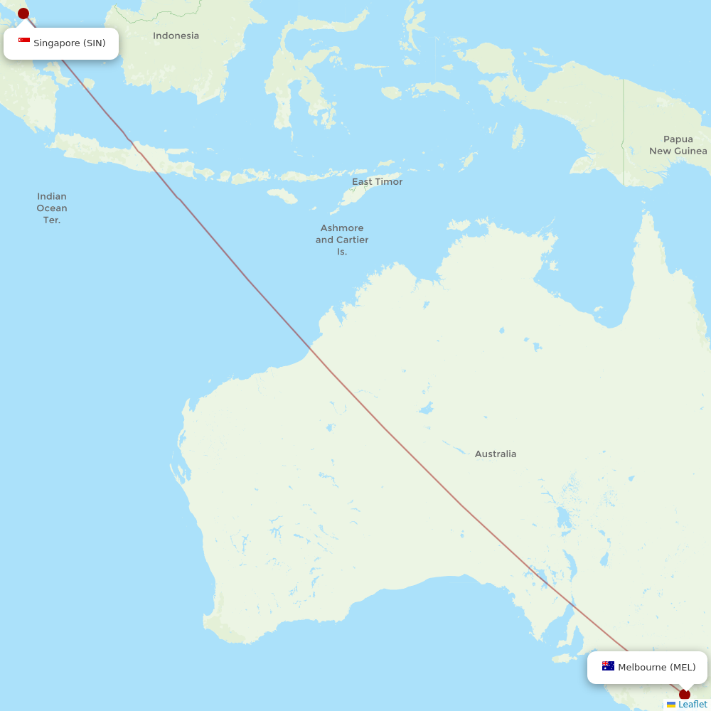 Singapore Airlines at MEL route map