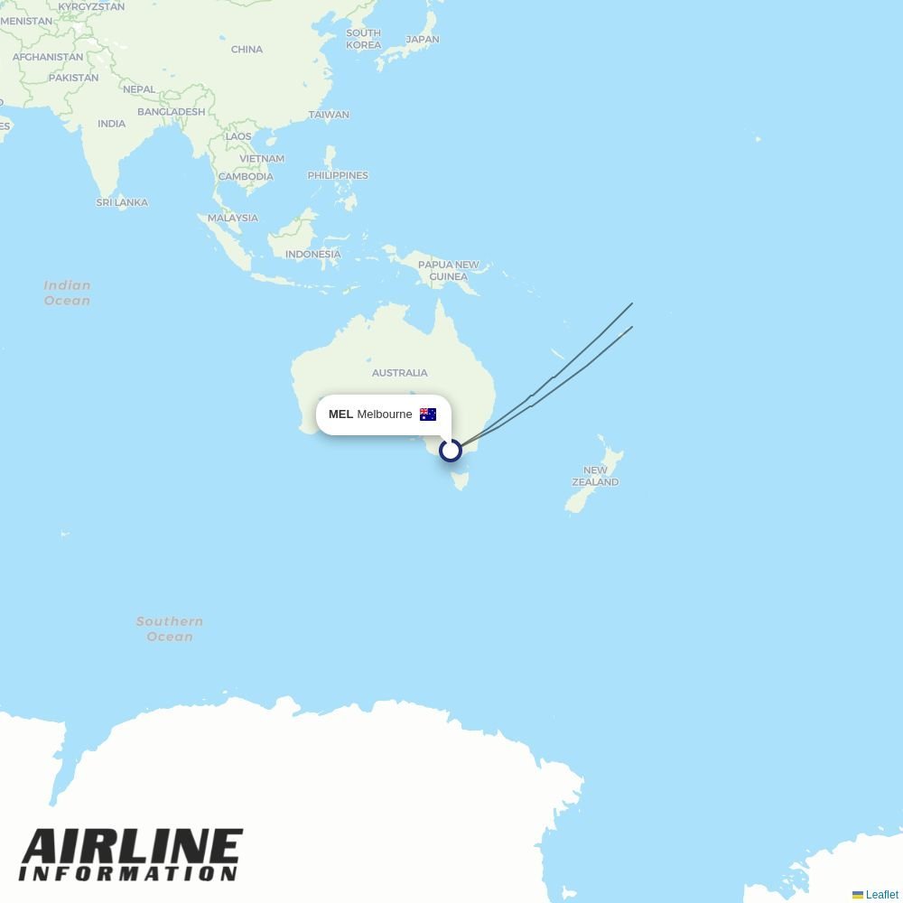 United routes from MEL