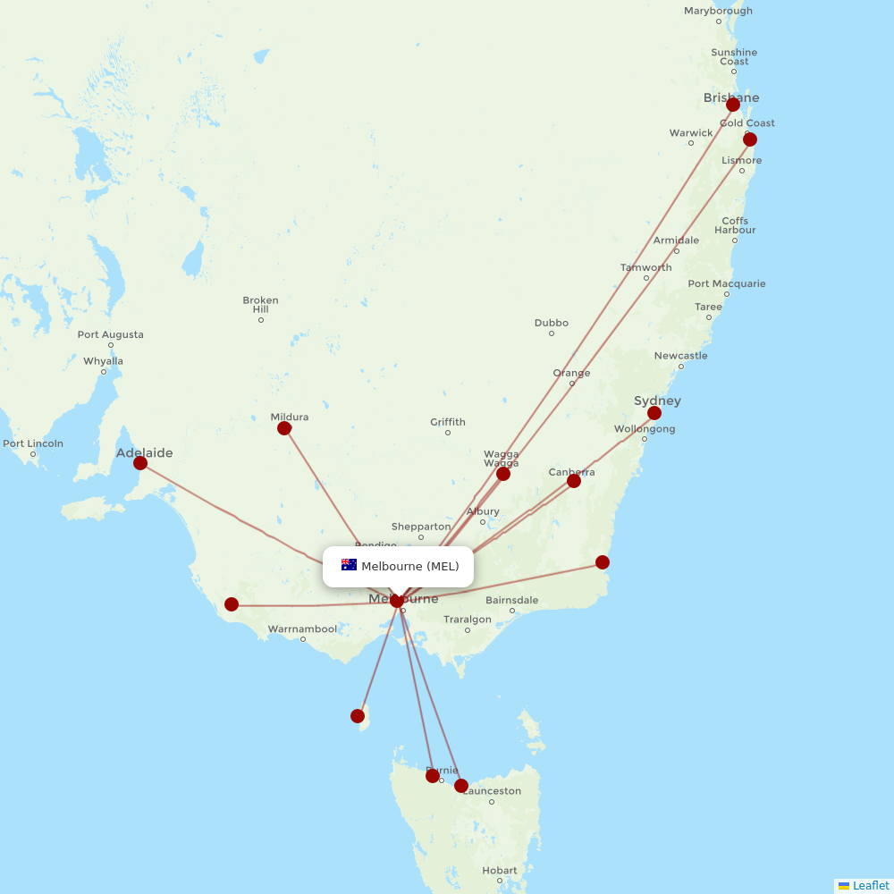 Rex Regional Express at MEL route map