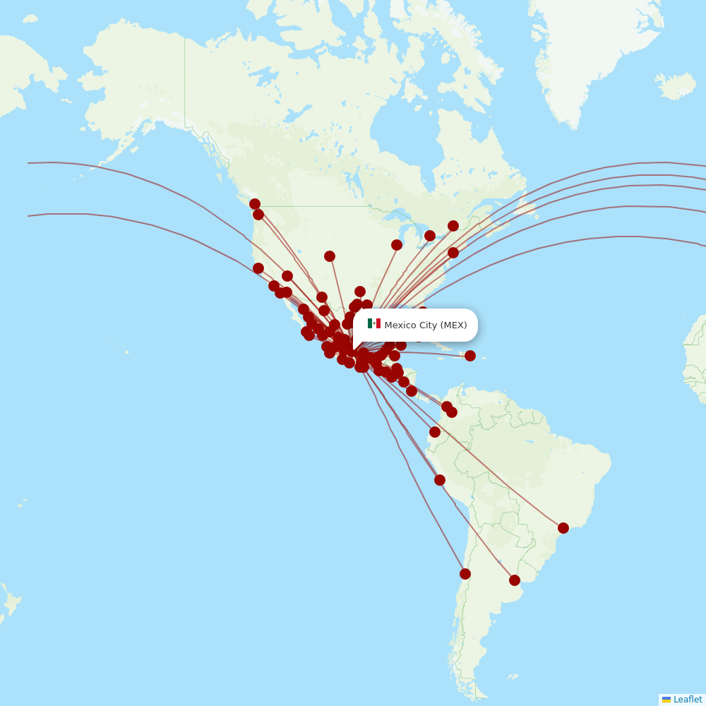 Aeromexico at MEX route map