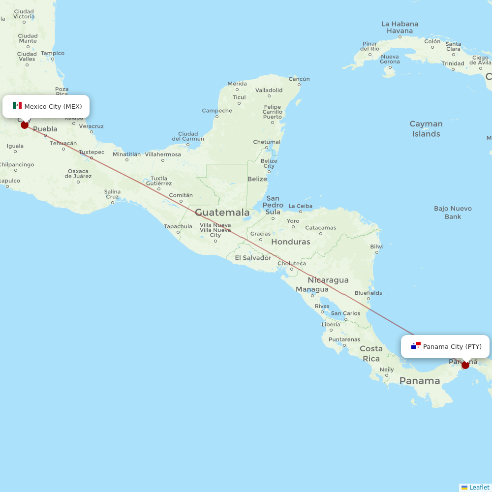 Copa Airlines at MEX route map