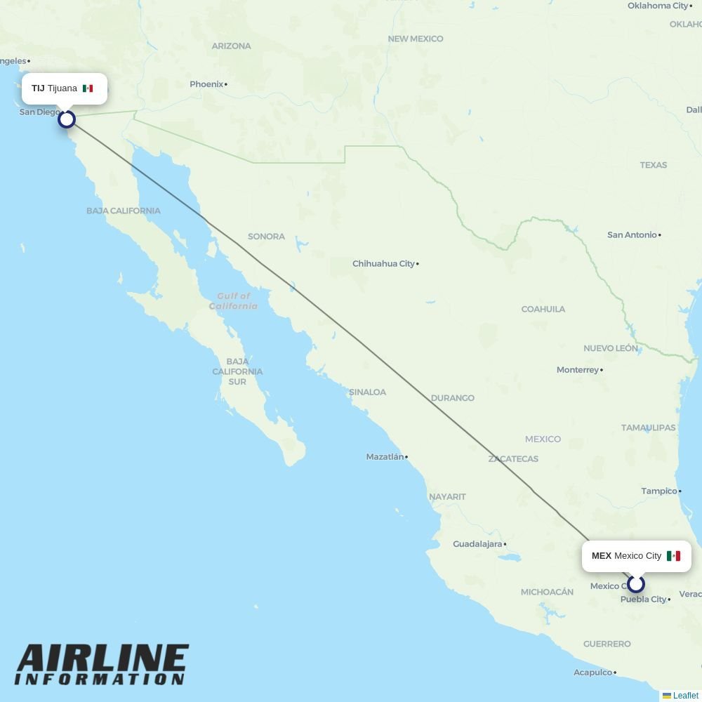 China Southern routes from MEX