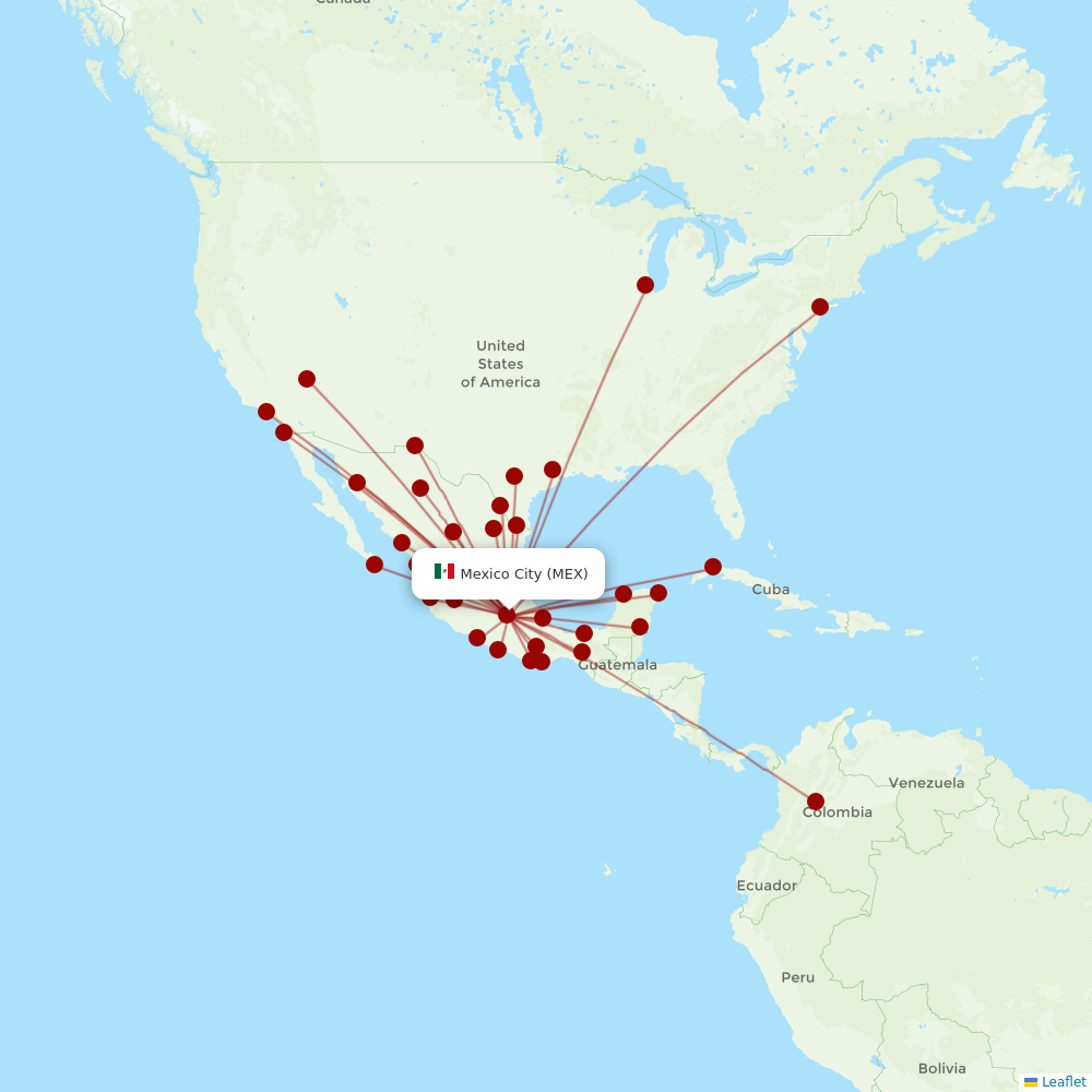 VivaAerobus at MEX route map