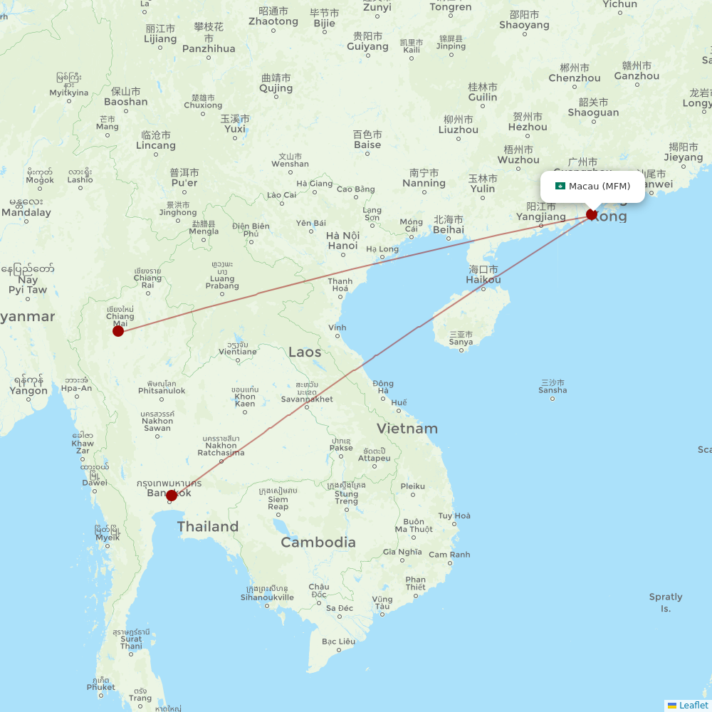 Thai AirAsia at MFM route map