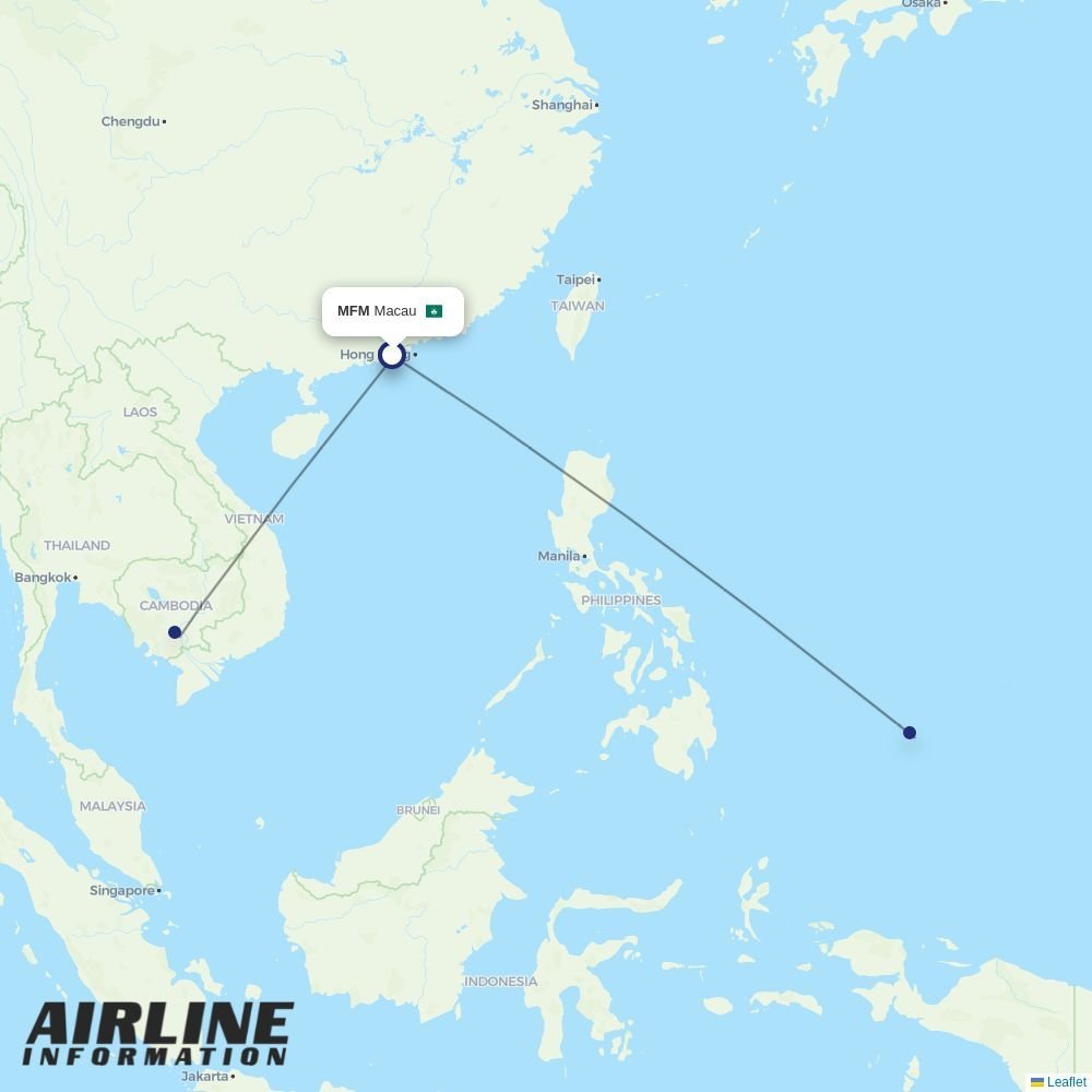 Cambodia Airways routes from MFM