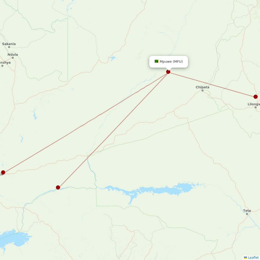 Proflight Zambia at MFU route map