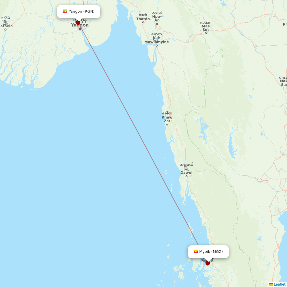 Air KBZ at MGZ route map