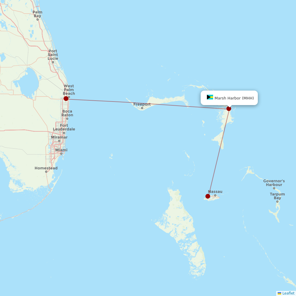 Bahamasair at MHH route map