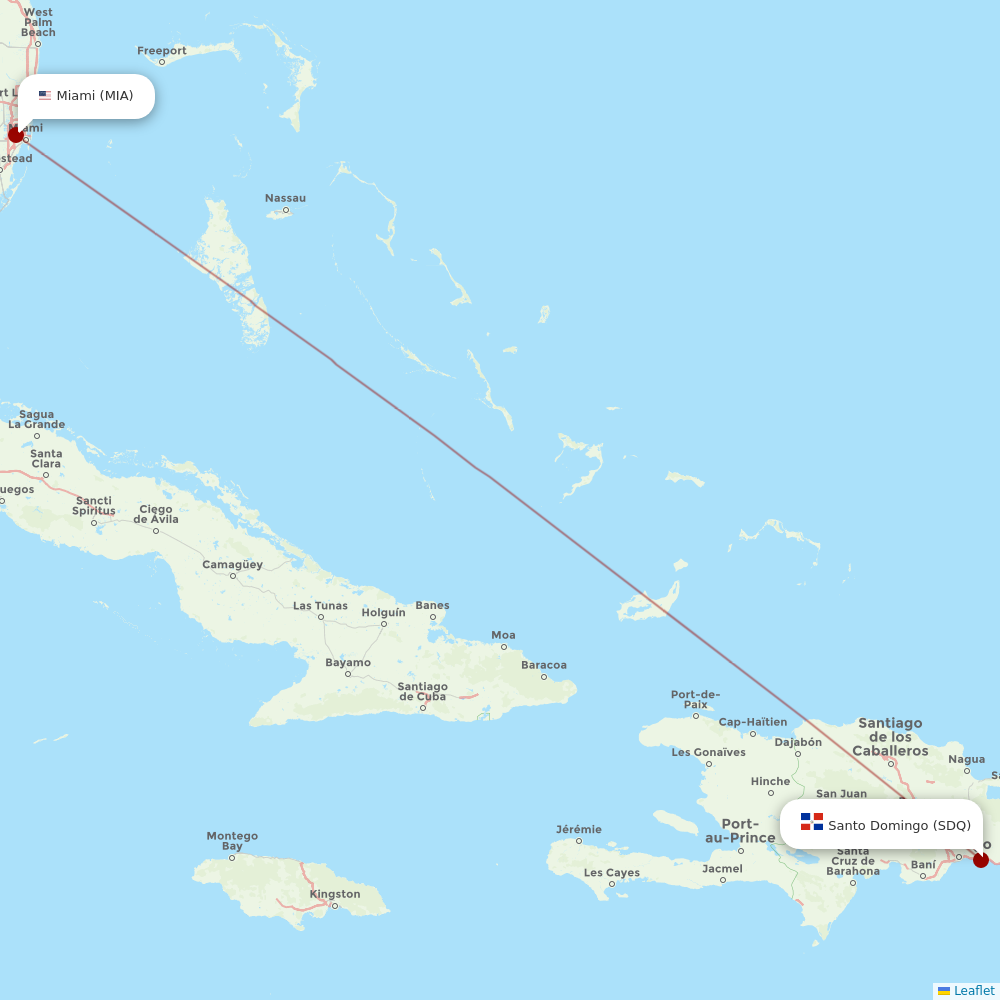 Atlantique Air at MIA route map