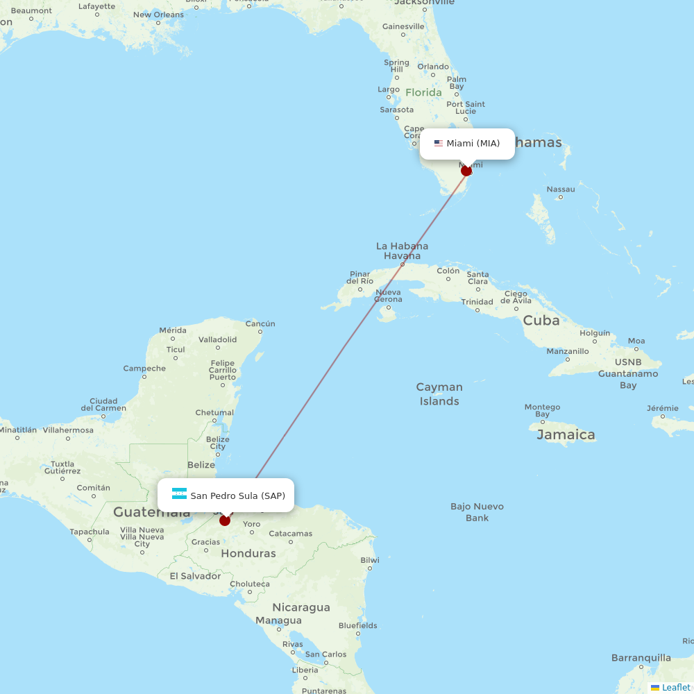 Aerolineas MAS at MIA route map