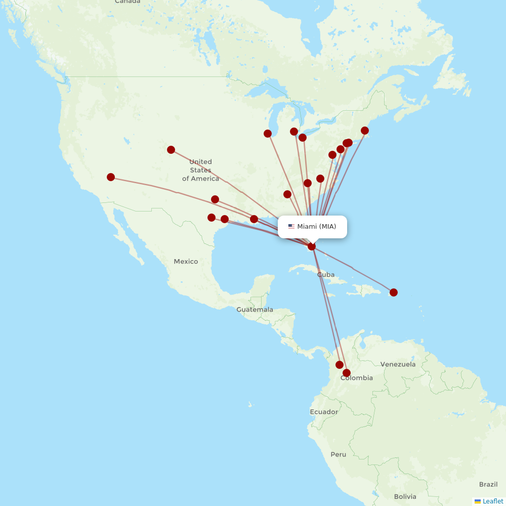 Spirit at MIA route map