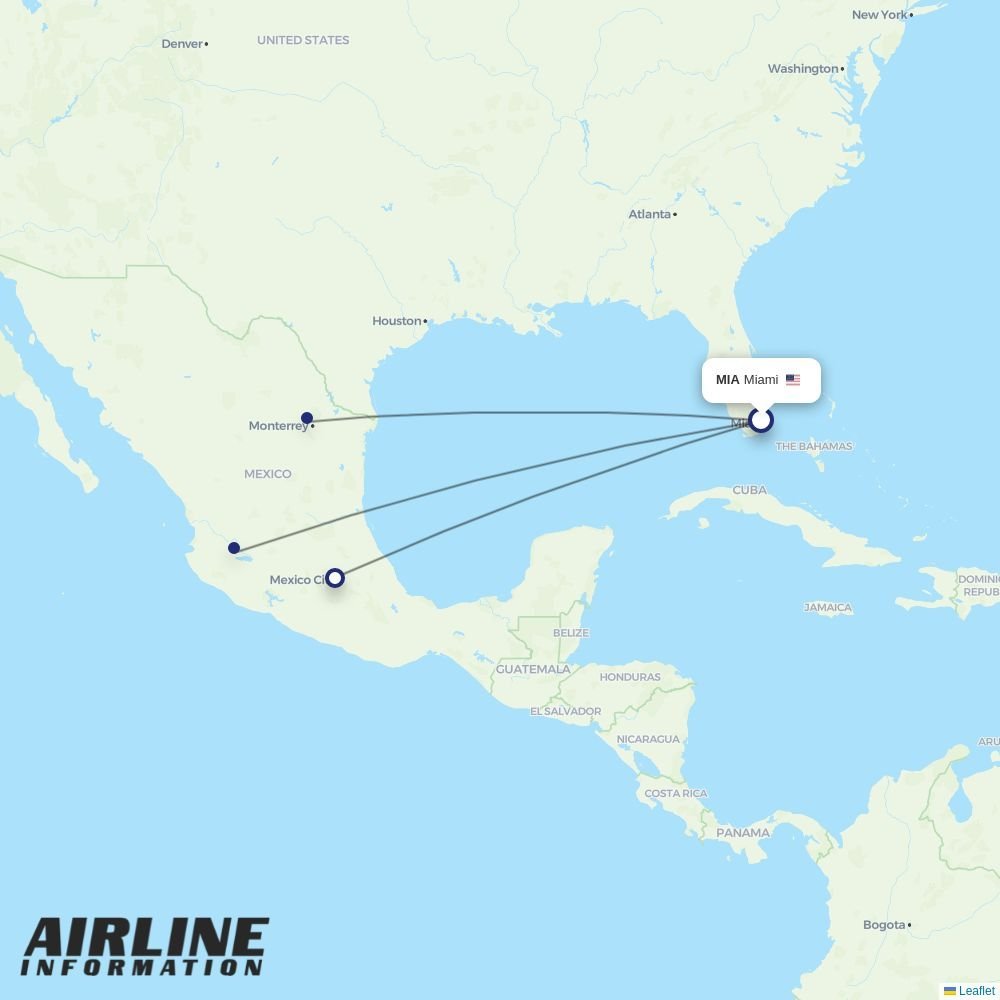 Volaris routes from MIA