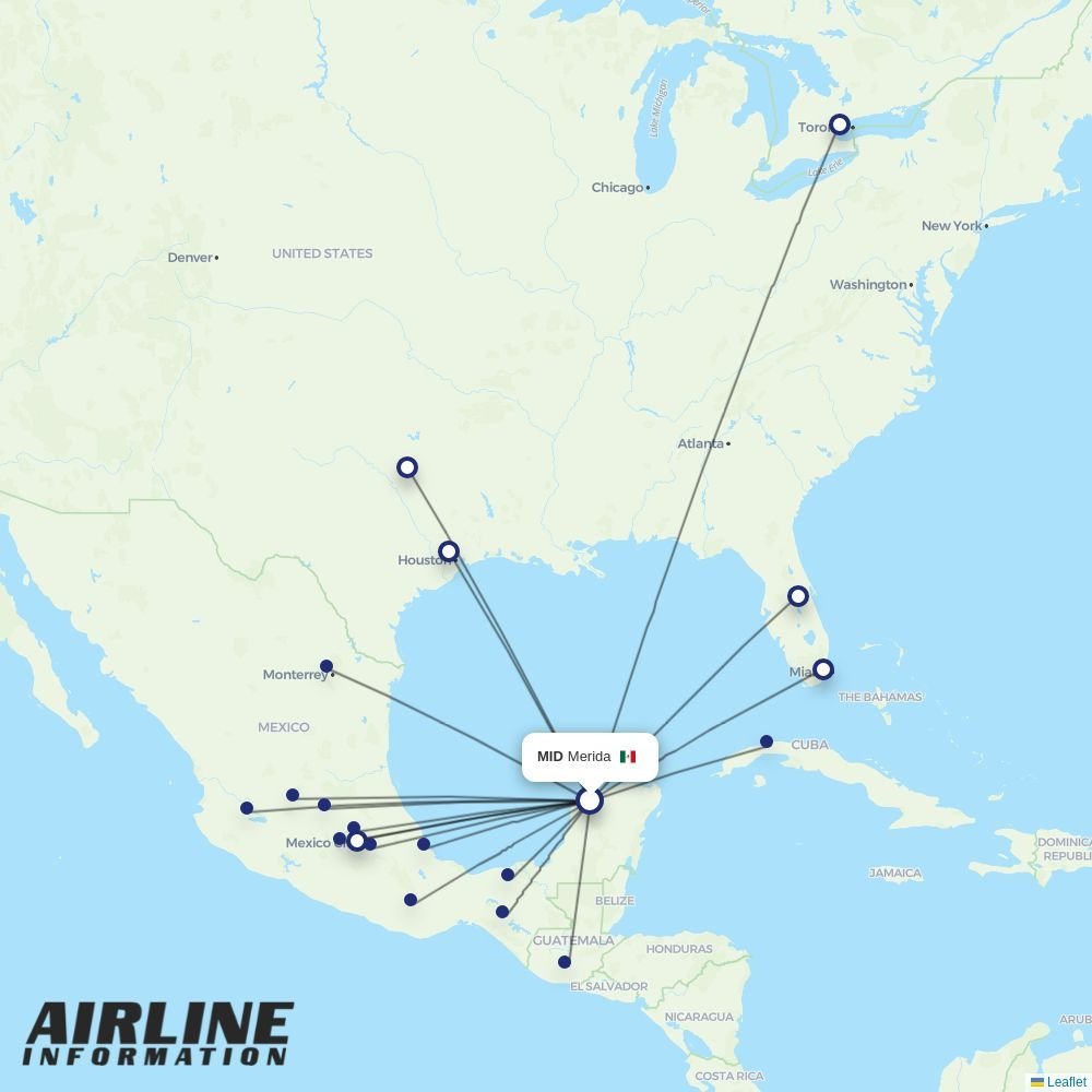 Aeromexico routes from MID