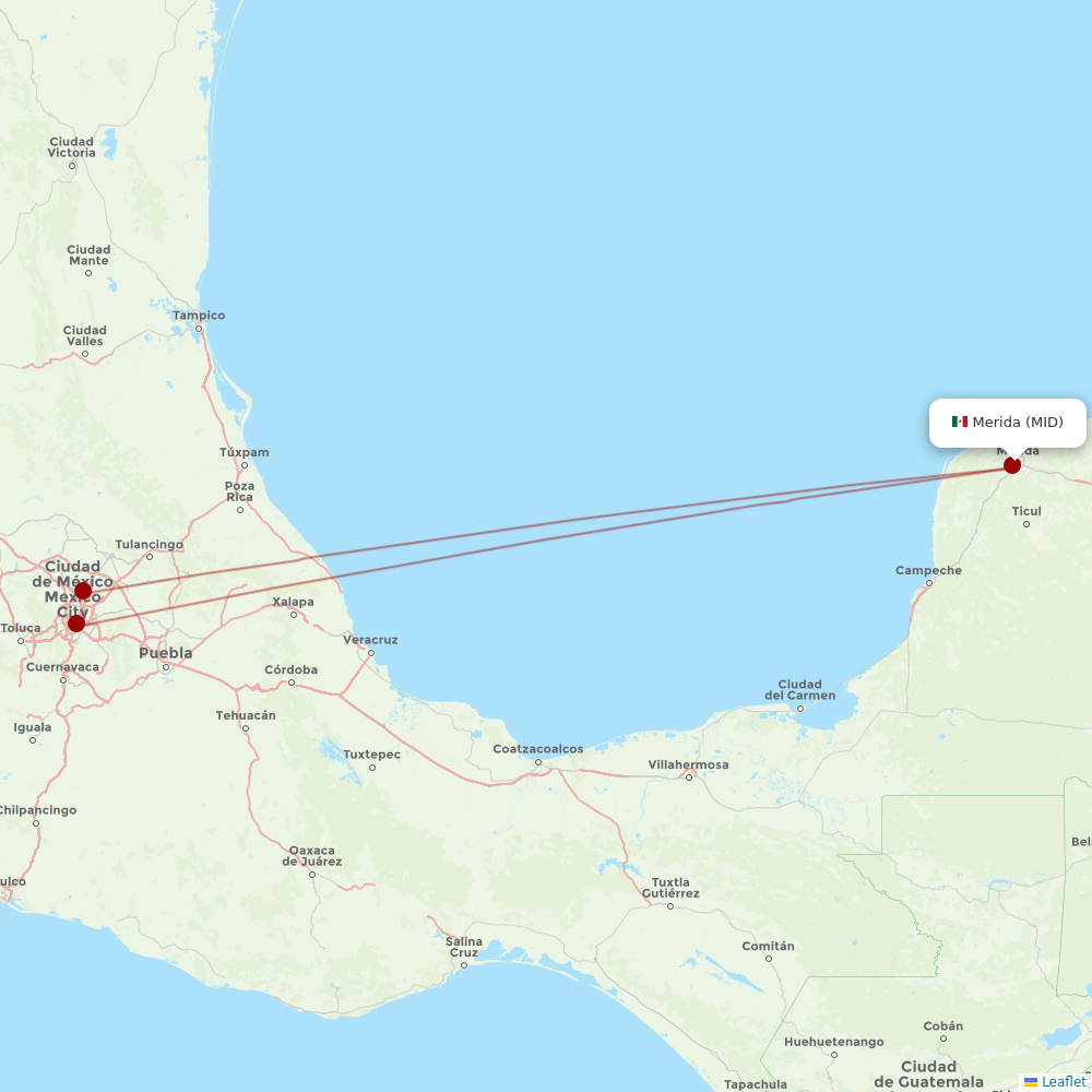 Aeromexico at MID route map