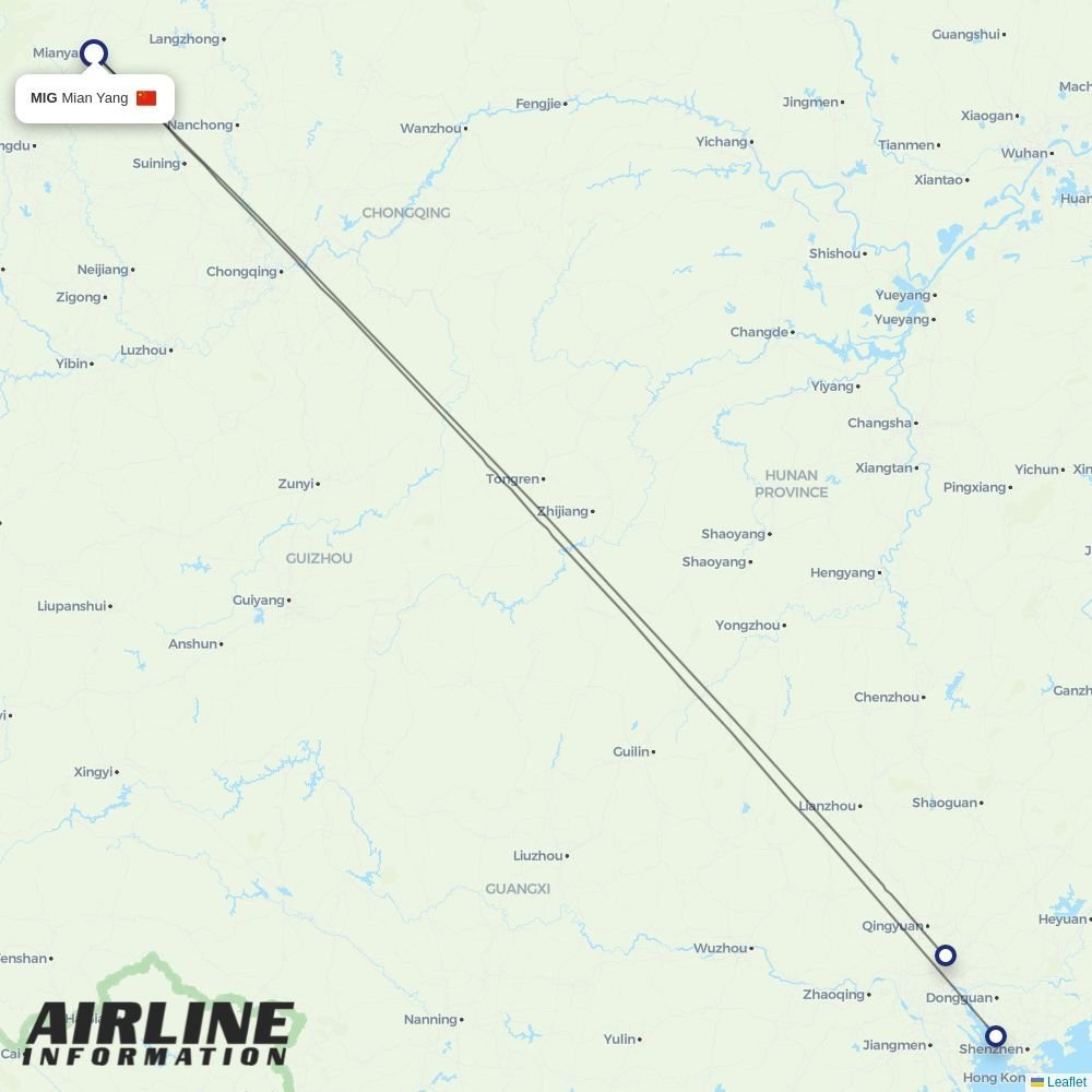 China Southern routes from MIG