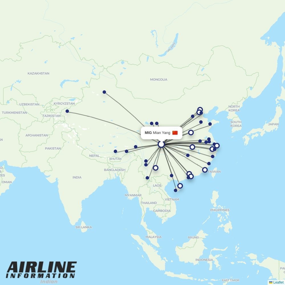 XiamenAir routes from MIG