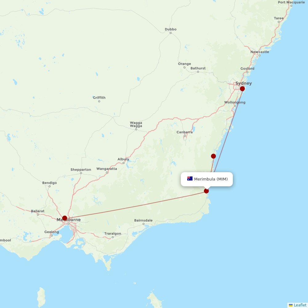 Rex Regional Express at MIM route map