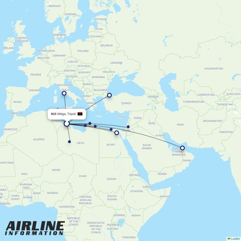 Buraq Air routes from MJI
