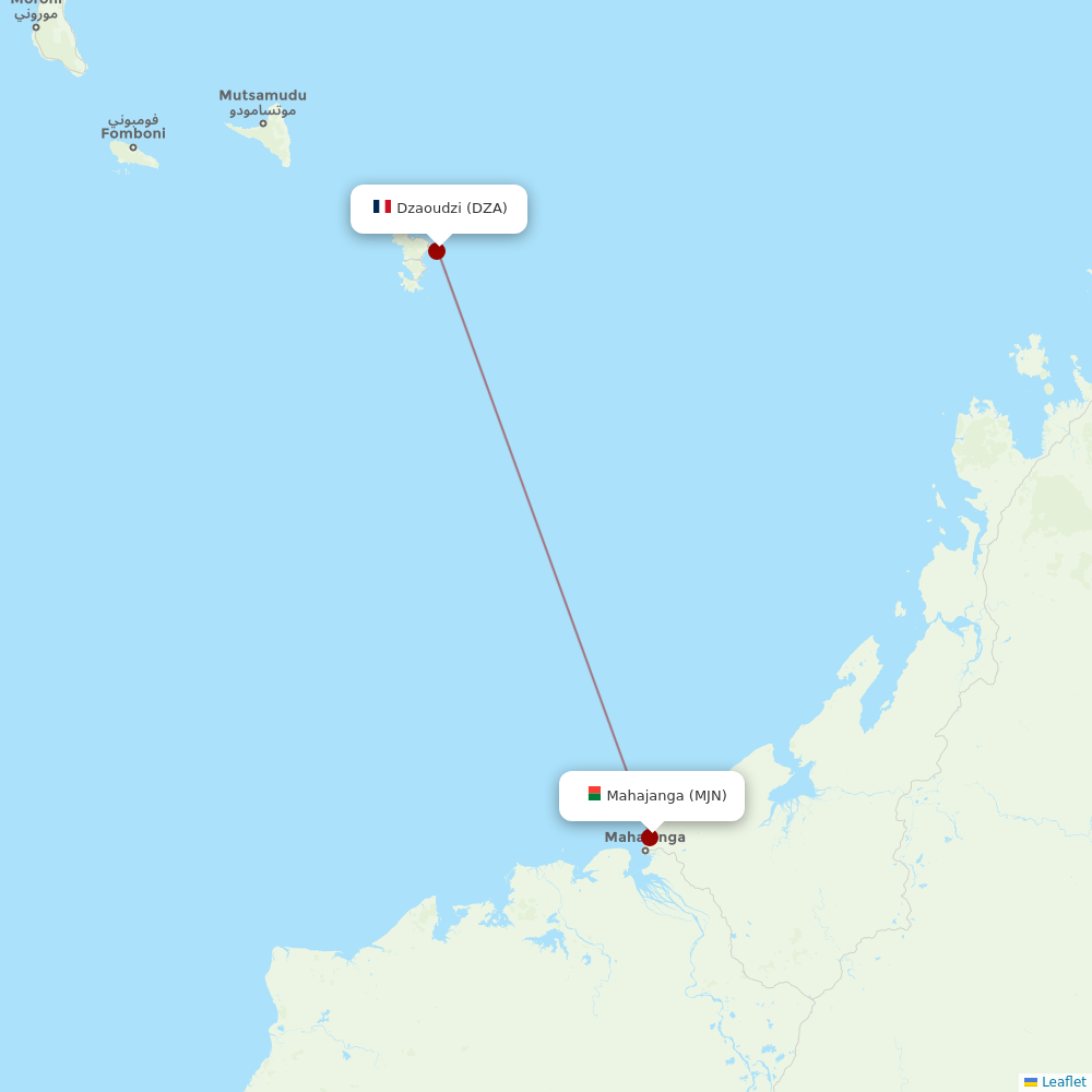 Air Madagascar at MJN route map