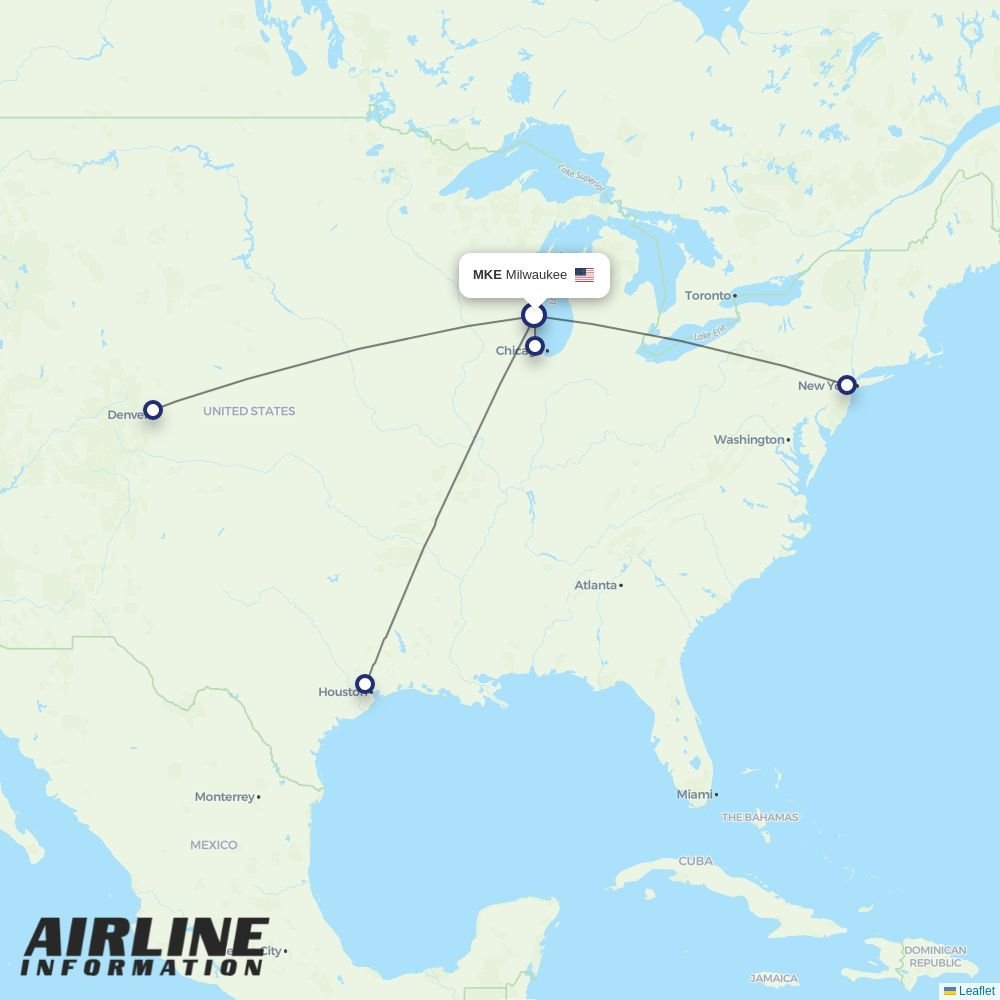 United routes from MKE