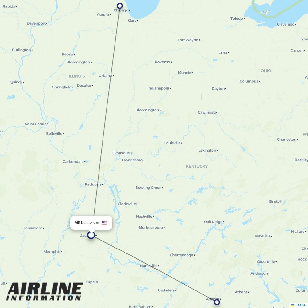 Key Lime Air routes from MKL