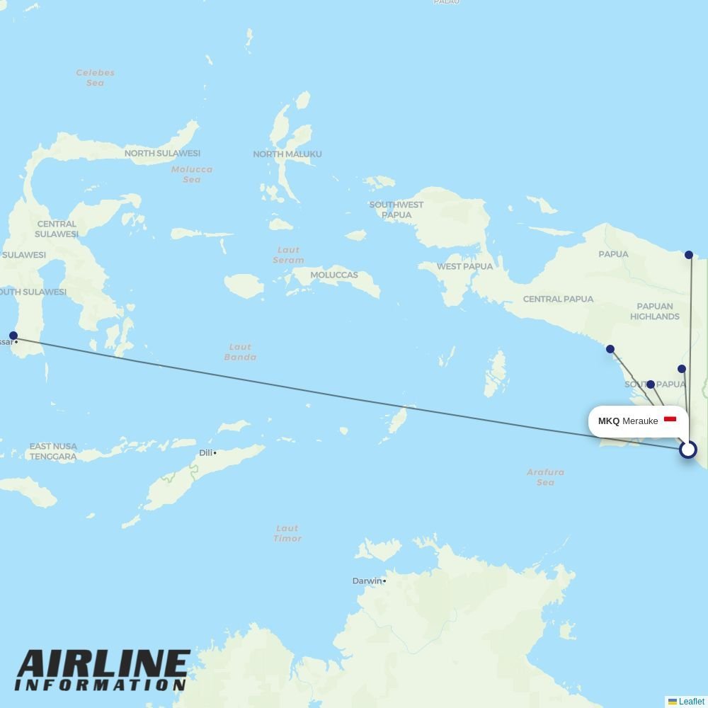 Lion Air routes from MKQ