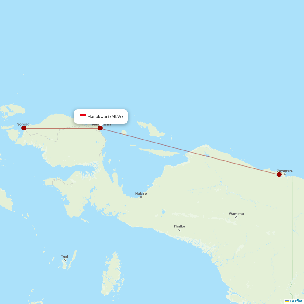 Sriwijaya Air at MKW route map