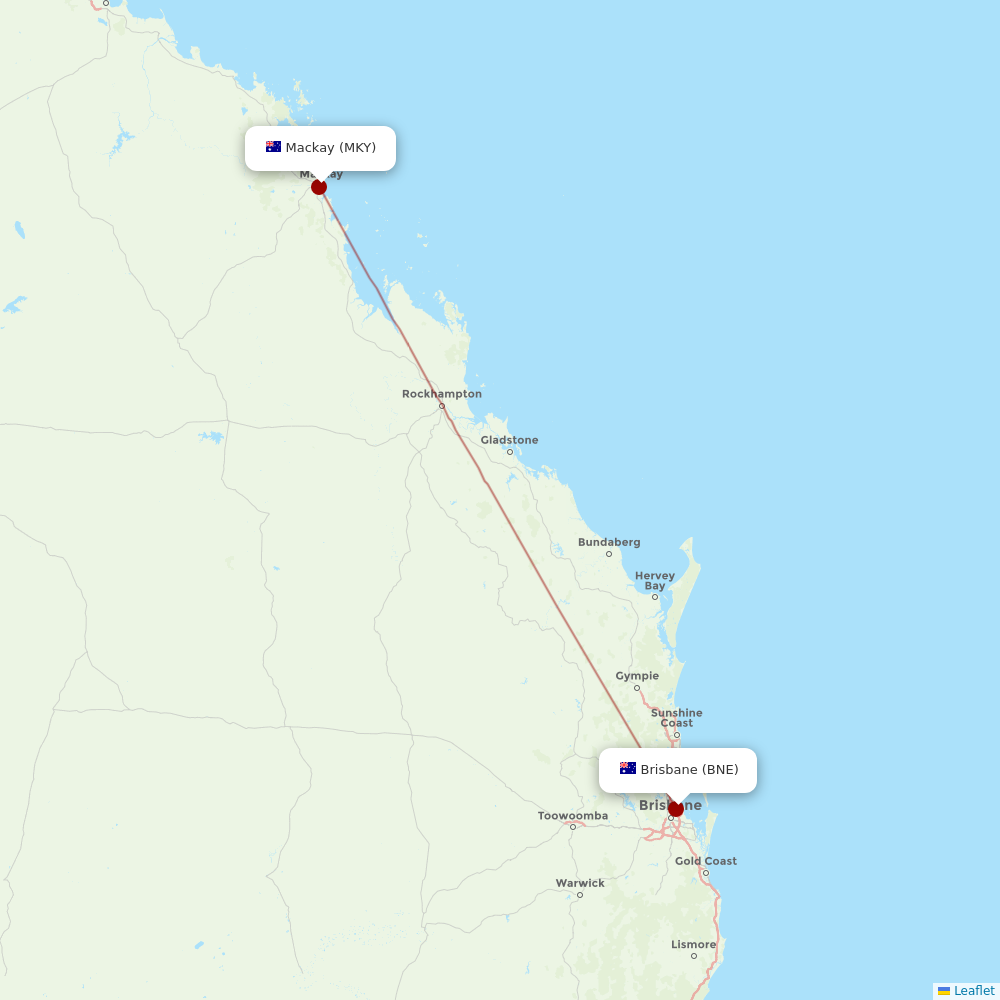 Virgin Australia at MKY route map