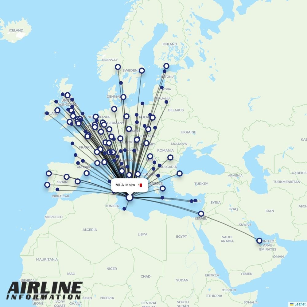 Air Baltic routes from MLA
