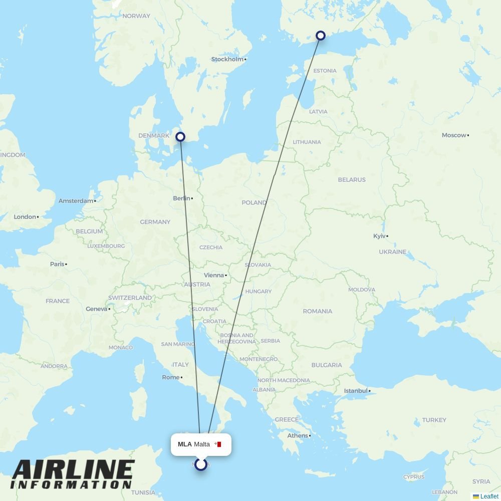 Norwegian Air Sweden routes from MLA