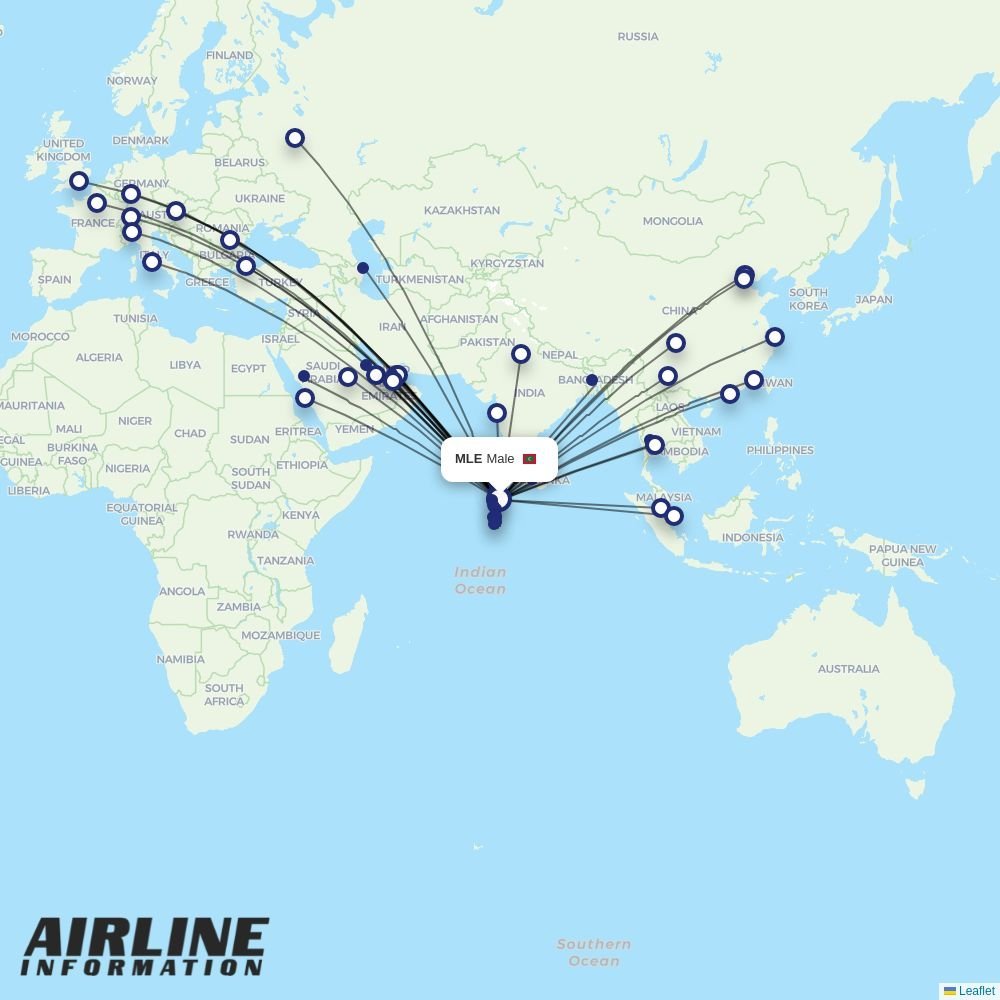 Emirates routes from MLE